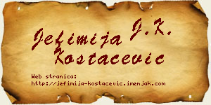 Jefimija Kostačević vizit kartica